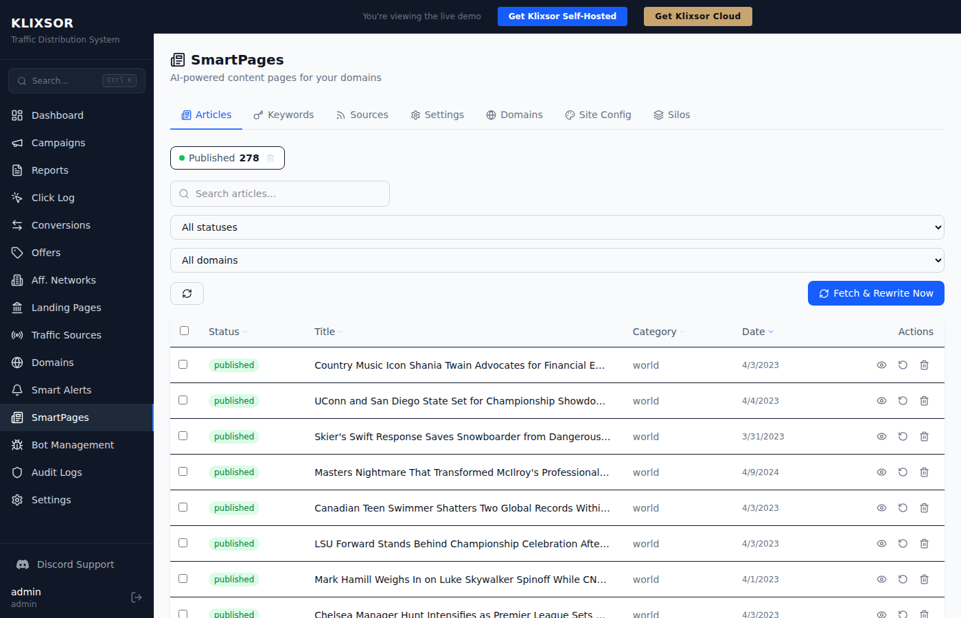 SmartPages AI article management